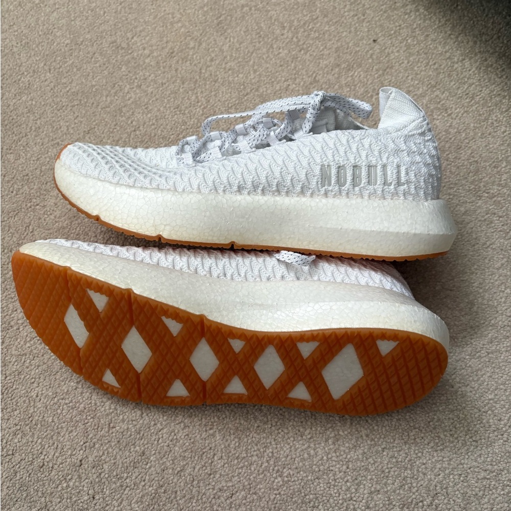 NOBULL White Knit Athletic Shoes with Tan Toe Accents - Picture 4 of 4